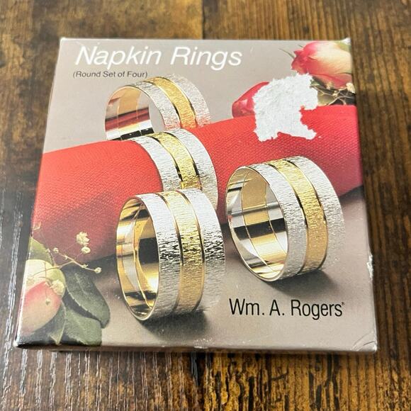 Wm. A. Rogers Set of 4 Silver Plated Napkin Rings Elegant Holiday Decorative - Picture 9 of 13